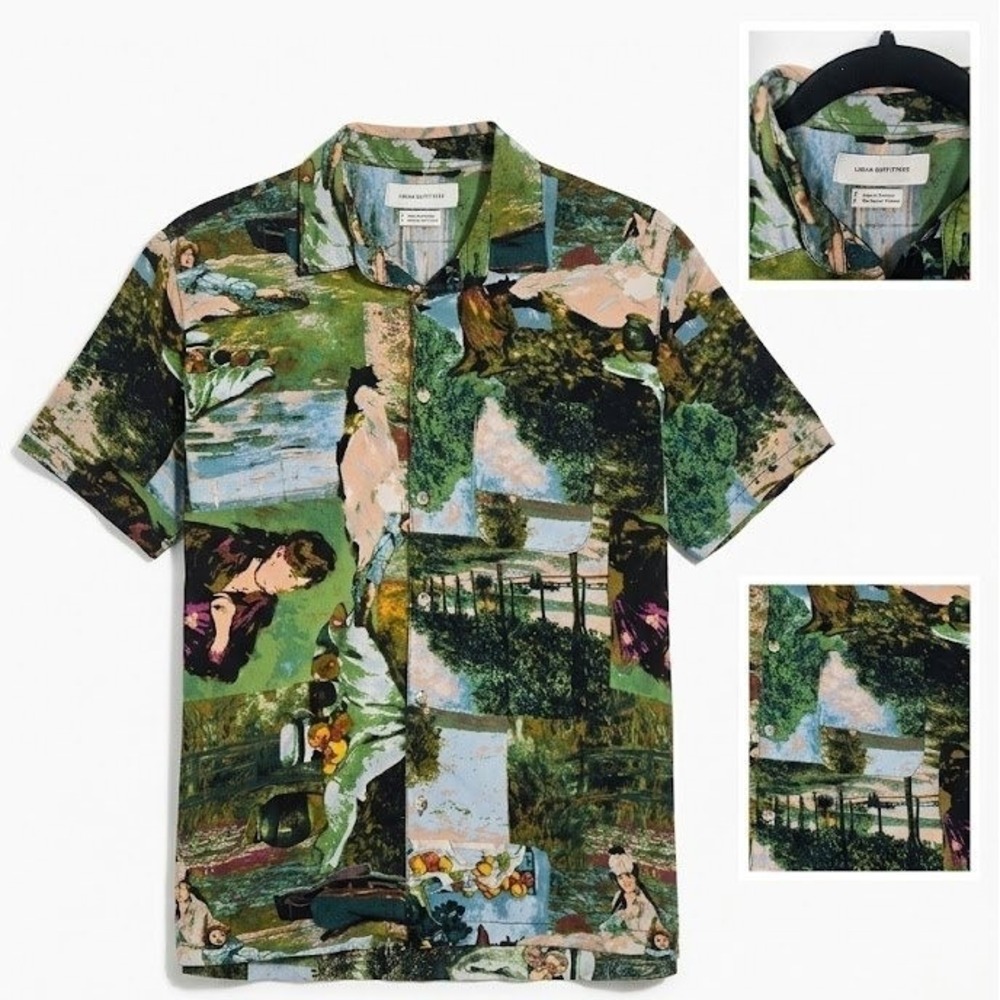 Urban Outfitters Art Motif Button Down Shirt Mens Small Impressionism Painting